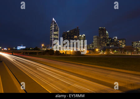 INTERSTATE 1-277 DOWNTOWN SKYLINE CHARLOTTE MACKLENBURG COUNTY NORTH CAROLINA USA Stock Photo