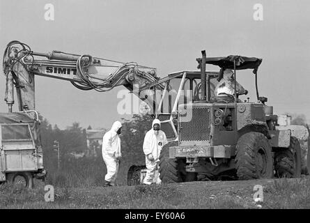 Ecological disaster of Seveso (Italy,1976), leak of dioxin from ICMESA  plant, works of decontamination of the polluted area Stock Photo