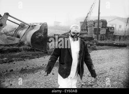 Ecological disaster of Seveso (Italy,1976), leak of dioxin from ICMESA  plant, works of decontamination of the polluted area Stock Photo