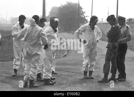 Ecological disaster of Seveso (Italy,1976), leak of dioxin from ICMESA  plant, works of decontamination of the polluted area Stock Photo