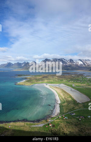 View over Yttersand beach, Moskenesøy, Lofoten Islands, Norway Stock Photo