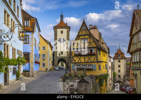 Siebers Tower, Plönlein and Kobolzell Gate, Rothenburg ob der Tauber, Romantic Road, Franconia, Bavaria, Germany, Europe Stock Photo