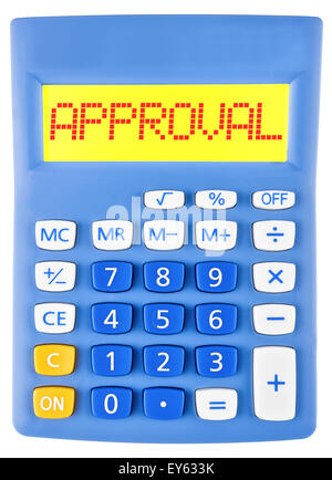 Calculator with APPROVAL on display isolated on white background Stock Photo