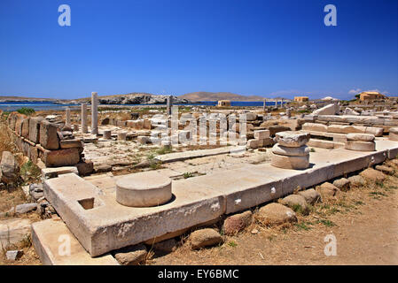 In the archaeological site of the 'sacred' island of Delos. Cyclades, Greece. Stock Photo