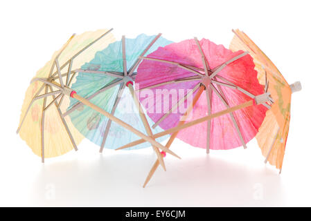 umbrellas for cocktails isolated on white background. Stock Photo