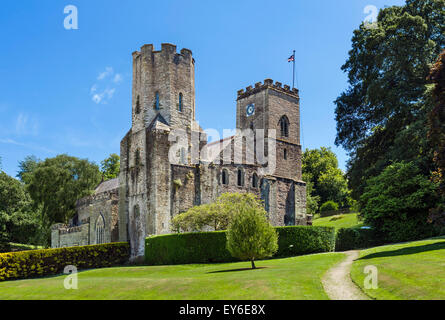 St Germans Priory Church from the grounds of Port Eliot, St Germans, Cornwall, England, UK Stock Photo