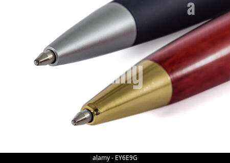Pens close-up, isolated on white background Stock Photo