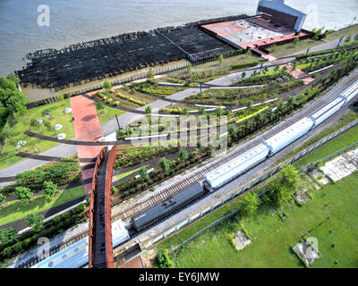 New Orleans Crescent Park as seen from above in the Bywater neighborhood. Stock Photo