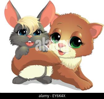 Kitten and bunny Stock Vector