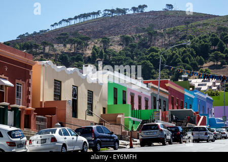 Cape Town South Africa,Bo-Kaap,Schotsche Kloof,Wale Street,Malay Quarter,Muslim,houses,homes,colorful,Signal Hill,SAfri150309130 Stock Photo