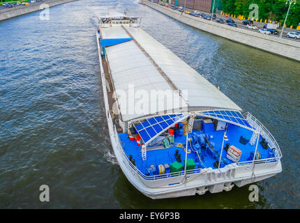 Barge on Moscow River in Moscow Stock Photo