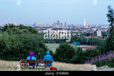 The City Of London At Night From Parliament Hill London UK Stock Photo