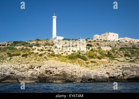 the white lighthouse of Santa Maria di Leuca, Italy Stock Photo