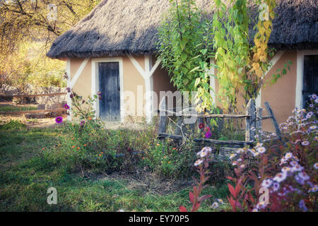 Small folk cottage in Pirogovo museum near Kiev, Ukraine Stock Photo