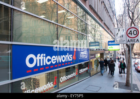 Officeworks stationery store in hunter street,Sydney,Australia Stock Photo