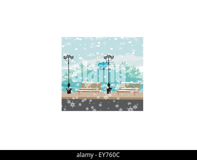 Winter City Park Stock Vector