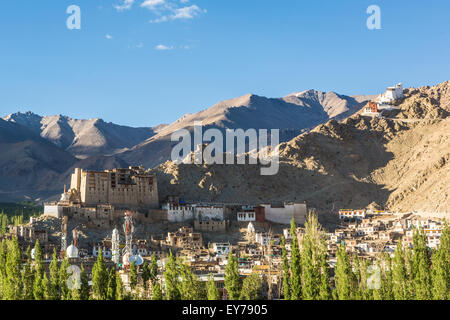 Leh Palace and a view of the village in Ladakh, India Stock Photo