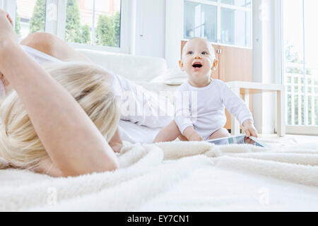 Mother and baby playing together Stock Photo