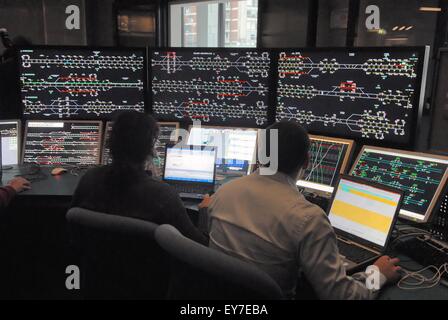 Bologna (Italy), the control room of high-speed railway lines Stock Photo