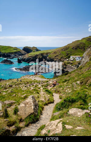 Path down to Kynance Cove, on the Lizard Peninsula, Cornwall, England, UK Stock Photo