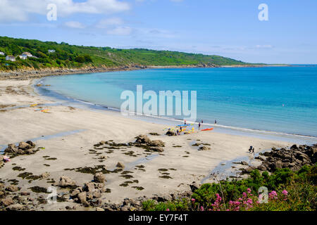 People on the beach at Coverack, Cornwall, England, UK Stock Photo