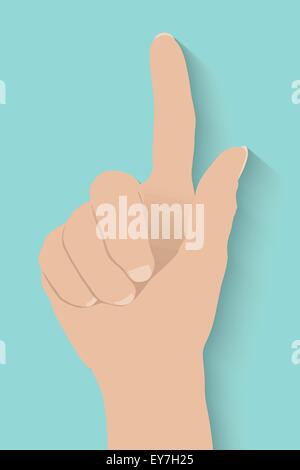 Woman hand on turquoise background Stock Vector