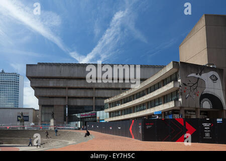 The old library in Birmingham UK. Boarded off as a major redevelopment scheme gets underway. Stock Photo