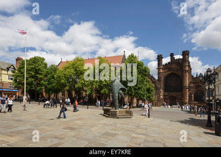 Chester Cathedral and Town Hall Square UK Stock Photo