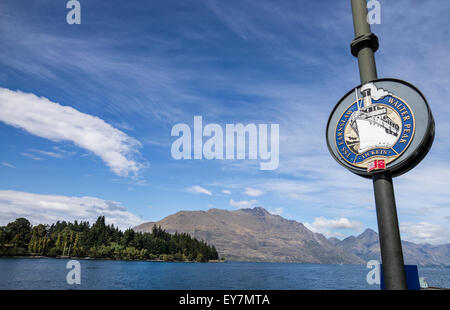 Pier terminal for passenger ship, Earnslaw on Lake Wakatipu, Queenstown, south island, New Zealand. Stock Photo