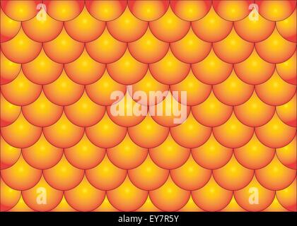 Seamless repeating patten formed by overlapping bright orange - yellow circles resembling goldfish scales. Stock Vector