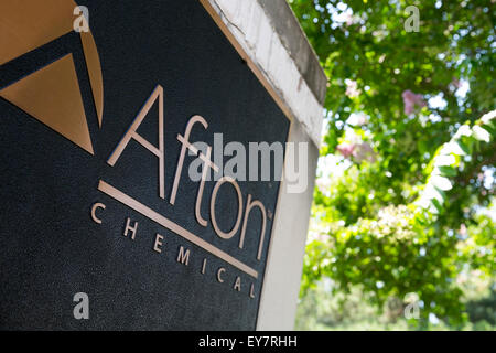 A logo sign outside of the headquarters of the Afton Chemical Corporation in Richmond, Virginia on July 19, 2015. Stock Photo