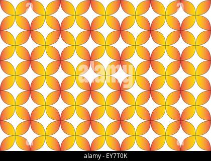 Seamless geometric repeat pattern of flower tessellation in orange, yellow gradient fill color. Stock Vector