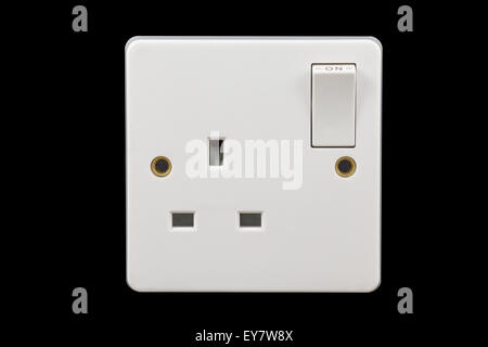 UK power socket in on position Stock Photo