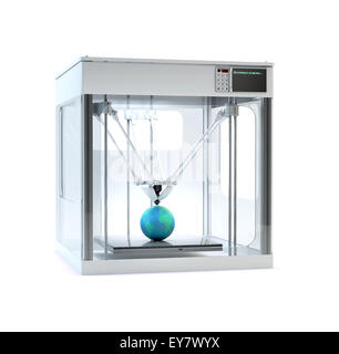 3D printer machine printing a globe - rapid prototyping Stock Photo