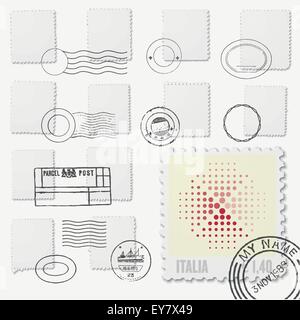 blank stamp frames with postmarks Stock Vector