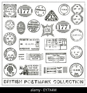 vector set of postage stamp cancellation marks of the United Kingdom Stock Vector