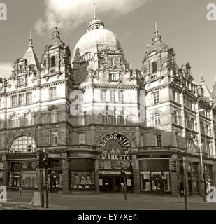 Leeds Kirkgate City Market building panorama, largest covered market in Europe,Vicar Lane Stock Photo