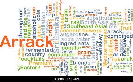 Background concept wordcloud illustration of arrack Stock Photo