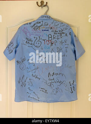 School Leavers Shirt with signatures of classmates