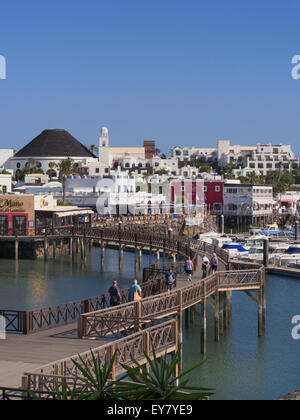 Marina Rubicon luxury harbour development on the south west coast of Lanzarote, Playa Blanca Canary Islands, Spain Stock Photo