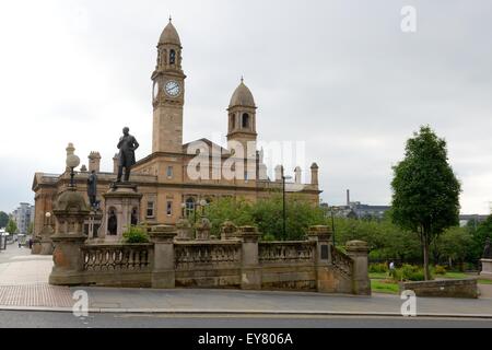 View of Paisley Town Hall and clock tower, Paisley town centre, Scotland, Uk Stock Photo