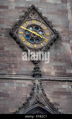 Trinity Church clock at Broadway and Wall Street in New York City Stock Photo