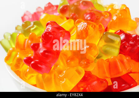 Fruit flavored gummy bears in assorted colors Stock Photo