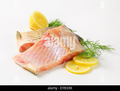 Studio shot of raw carp fillets Stock Photo