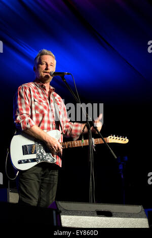 Warwick, Warwickshire, UK. 23rd July, 2015. Headline act Billy Bragg performs on the opening night of the Warwick Folk Festival. The festival runs over four days finishing on Sunday 26th July. Credit:  Colin Underhill/Alamy Live News Stock Photo