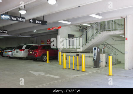 An entrance to the Lyon Place municipal parking garage in White Plains, New York. Stock Photo