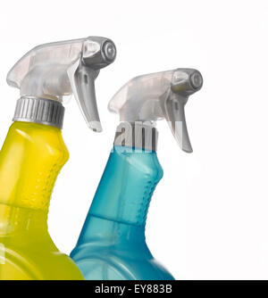 yellow and blue Spray gun on a white background Stock Photo