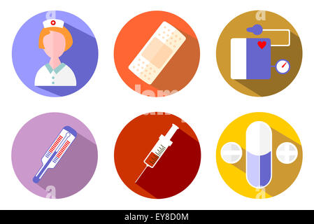 Color medicine icon set flat design Stock Photo