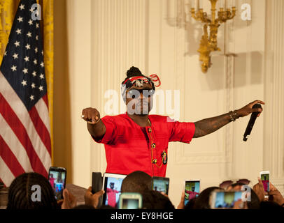 Washington DC, USA. 23rd July, 2015. 1vyG. Wale performs at the White House as part of the First Lady's  her outreach program which encourages students of all economic situations to go onto college or technical programs after high school. Photo credit: Patsy Lynch/Alamy Live News Stock Photo