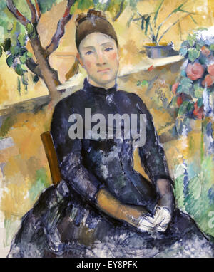 Paul Cezanne (1839-1906). Madame Cezanne (Hortense Fiquet, 1850-1922) in the Conservatory, 1891. Oil on canvas. Stock Photo